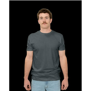 T-shirt gris à manches courtes pour homme, col rond, coupe classique, couleur unie, jersey décontracté, 100 % coton, design uni, gris chiné - Product Image 4