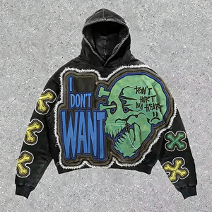 Sweat-shirt à capuche imprimé Toxic Enough pour homme, coupe oversize, style streetwear, motif cœur noir, en molleton bouclette, idéal pour l'automne - Product Image 5