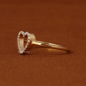 Anillo de compromiso con diamante en forma de corazón, semimontura de oro macizo de 14K con engaste pavé y diamante cultivado en laboratorio - Product Image 5