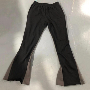 Pantalones de chándal acampanados para hombre, personalizados, 100% algodón, felpa francesa, estampado en relieve, bloques de color, cintura con cordón, servicio OEM - Product Image 2