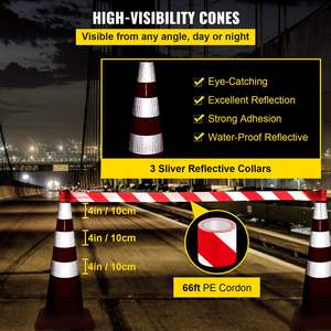 Cônes de sécurité 6x36 pouces cônes de construction en PVC orange colliers réfléchissants Base pondérée pour l'amélioration de l'école de contrôle de la circulation - Product Image 4