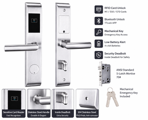 <b>Smart</b> Bluetooth Hotel Door <b>Lock</b> FDHL-M800-S-BLE TTLock RFID Slim <b>Lock</b> for Hotel Apartment Office by Fox Domotics - Product Image 4