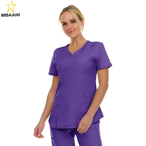 <b>Scrubs</b> Women's V-Neck Notch Fashion Stretch <b>Scrub</b> <b>Top</b> with Two Pockets, Flex Easy Care Fabric - Product Image 3