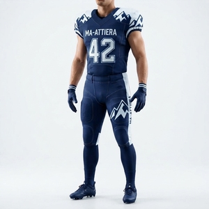 Ensemble de maillot et pantalon rembourrés personnalisés pour uniforme de football américain bleu marine et blanc – Tenue de sport pour équipe - Product Image 1