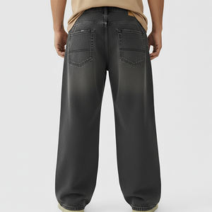 Pantalon en jean déchiré et délavé avec panneaux latéraux boutonnés, style hip-hop, personnalisable OEM/ODM, logo brodé vieilli, streetwear - Product Image 2