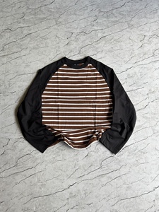 Custom Mens Striped Long Sleeve <b>Raglan</b> T Shirts Heavyweight Waffle Knit Color Block O Neck <b>Tops</b> Oversized - Product Image 1
