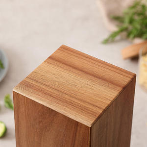 Bloc à couteaux en bois d'acacia écologique avec base en acier inoxydable, support durable pour 17 couteaux de cuisine, idéal pour comptoir - Product Image 3