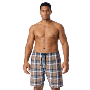Shorts de bain décontractés pour hommes à carreaux, taille mi-haute avec cordon de serrage, style Bermuda - Product Image 2
