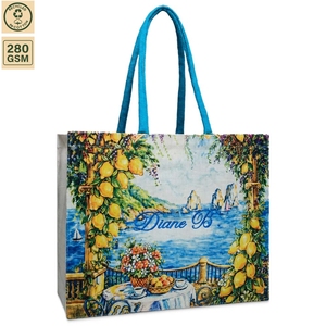 Custom Canvas Beach Tote <b>Bag</b> 40x33x18cm 280 GSM PP Laminated Recycled Polycotton Printed Embroidered Wholesale OEM Private Label - Product Image 1