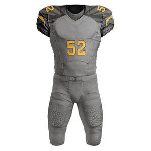 Uniforme de Fútbol Americano Personalizado Unisex, Color Gris 52, Cuello en V, Manga Corta, Impreso, Transpirable, Absorbente de Humedad, Cintura Elástica - Product Image 2