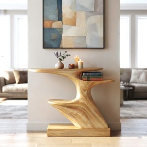 Handmade Luxury Modern Solid Wooden Console Table Living Room Wooden Top Console Table Hallway Entryway Entrance Narrow Table - Product Image 4