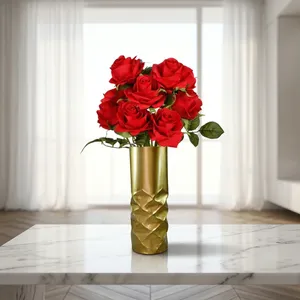 Florero de Metal Dorado, Porta Macetas, Adorno Decorativo para Decoración del Hogar, Sala de Estar, Dormitorio, Mesa, Oficina, Entrada - Product Image 5