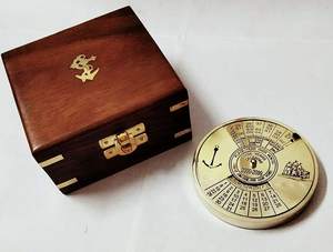 Vintage Brass <b>Perpetual</b> <b>Calendar</b> Paper Weight with Wooden Box Maritime Nautical Desk Decor Collectible Gift - Product Image 5