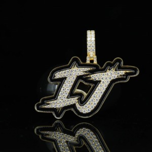 Colgante de Letra Bicolor con Incrustaciones de Moissanita, Chapado en Oro de 18K, Corte Brillante Redondo, Estilo Hip Hop, para Uso Diario - Product Image 4