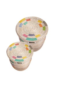 Set of 2 brightly colored seagrass <b>baskets</b> Handmade <b>Storage</b> <b>Basket</b> Wholesale eco-friendly Made in Vietnam - Product Image 6