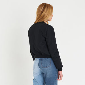 Blouson bomber matelassé zippé pour femme, manches raglan, style moto, classique, en nylon matelassé losanges - Product Image 5