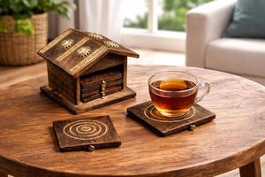 Wooden Tea <b>Coaster</b> Set Hut Shape Handmade Wood <b>Coaster</b> Plates <b>for</b> Tea Coffee Hot <b>Drinks</b> Home Office Table Decor - Product Image 6
