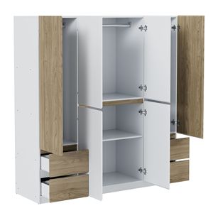 Bianco & natura 6-porte armadio in legno con 4 cassetti per la camera da letto di stoccaggio - Product Image 6