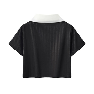 Women's Black Mesh <b>Polo</b> Shirt Short Sleeve White Collar Breathable Regular Fit Solid Color All Seasons Sport Top - Product Image 2