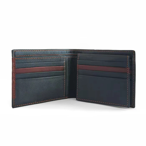 Tarjetero de Cuero Genuino Personalizado al por Mayor, Cartera de Hombre de Alta Calidad, Cartera Suave para Hombre con Detalles de Costuras y Ribetes - Product Image 1