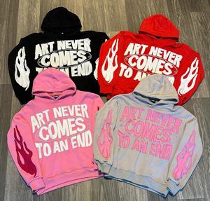 Sweat à capuche homme brodé Street Wear Acid Wash Distressed Applique Pull Broderie Patch Sun Faded Unisex Hoodie - Product Image 1