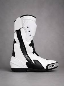 Botas de Motociclismo Obexa Blancas de Cuero Genuino, para Verano, Otoño e Invierno, con Suela Antideslizante Protectora, Cierre de Velcro en el Tobillo - Product Image 1