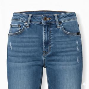 Pantalon évasé en denim sur mesure pour femme, taille haute, 100 % coton, respirant, écologique, avec logo personnalisé, marque privée, haute qualité - Product Image 5