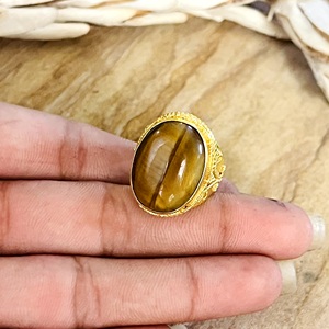 New Arrival Boho Gemstone <b>Ring</b> Vintage Brass <b>Rings</b> Women 18k Gold Plated Ethnic Oval Beaded Tribal <b>Statement</b> Wholesale/OEM/ODM - Product Image 4