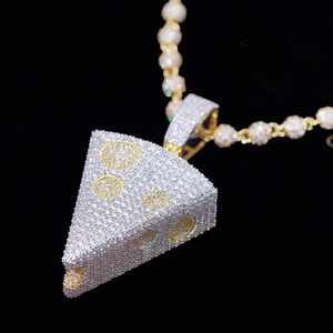 Collar con Colgante de Queso Iced Out, Totalmente Cubierto de Moissanita, Chapado en Oro, Joyería Hip Hop - Product Image 4