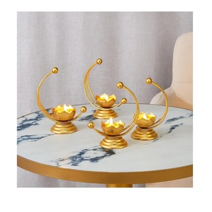 ZARA ENTERPRISES Industrial Brass Metal Wire Candle Holder Set Pillar Tea <b>Light</b> Candle Holders Gold Decorative Home Decor - Product Image 5