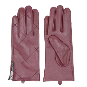 Leather <b>Gloves</b> Wrist Length Quilted Design Unlined Thermal Warmth Daily Use Winter Style Plain Color Options - Product Image 4