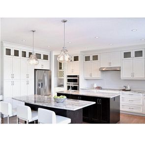 Mueble de Cocina Blanco con Panel Plano y Mesa de Isla, Venta al por Mayor de Unidades de Gabinetes de Cocina OEM CANA, Gabinetes de Cocina de Alta Gama con Forma Especial - Product Image 3