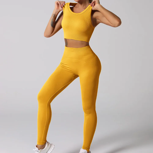 Conjuntos de Yoga Transpirables con Logotipo Personalizado para Hombre y Mujer |   Ropa Deportiva de 2 Piezas de Alta Elasticidad con Cintura Elástica y Diseño Frontal - Product Image 6