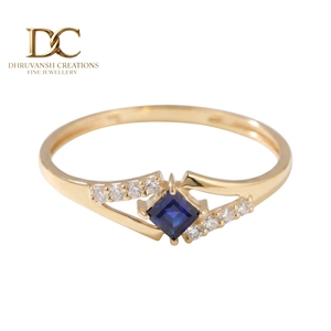 Anillos de Boda y Fiesta de Lujo Personalizados en Oro Sólido de 14 Quilates con Diamantes Cultivados en Laboratorio, Certificados por IGI, con Zafiro Azul Real Cultivado en Laboratorio - Product Image 1