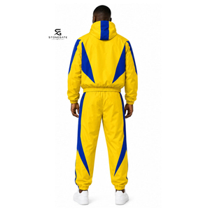 Ensemble de survêtement décontracté personnalisé à capuche coupe-vent uni, style cargo sport, créez votre propre tenue unisexe en polyester 2026 - Product Image 3