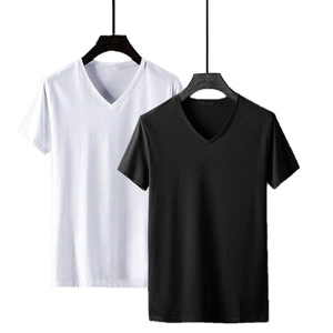 T-shirt personnalisé pour homme à col en V, fabricant OEM ODM, fournisseur en gros de t-shirts personnalisés à col en V pour homme avec logo, t-shirts en coton personnalisés à col en V - Product Image 1