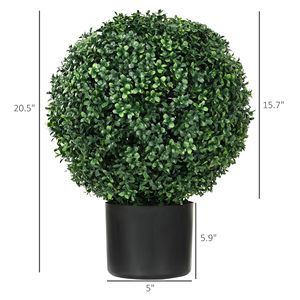 2 Pack 20.5\" Boxwood Topiary <b>Trees</b> with Pots Indoor/Outdoor Decorative Faux Plants 20.5\" <b>Artificial</b> <b>Trees</b> - Product Image 3
