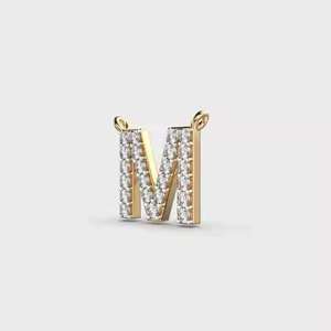 Luxury Rose Gold Rhodium Plated Moissanite Letter M Charm Round Brilliant Cut Channel Setting Unisex Party Pendant - Product Image 4