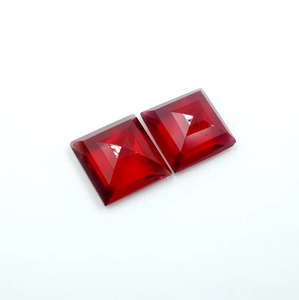 HAYAAT GEMS - Gemas de Esmeralda Roja Pinkesh Cultivadas en Laboratorio, Cuadradas y Facetadas, Par de 11x11 mm, 2 Piezas para la Elaboración de Joyas - Product Image 2