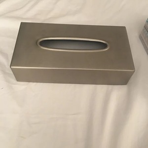 Modern Brushed Nickel Rectangular Tissue <b>Box</b> Cover For Bathroom <b>Vanity</b> Decor Elegant Matte Silver Metal Facial Tissue Holder - Product Image 1