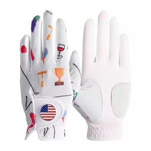 Gants de golf blancs imprimés par sublimation avec patch drapeau américain, main droite, antidérapants, en microfibre, unisexe, pour le sport - Product Image 1