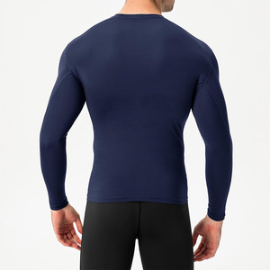 Chemise de compression à manches longues pour homme, logo personnalisé, tissu extensible, vêtements de sport pour la remise en forme et l'entraînement quotidien - Product Image 3