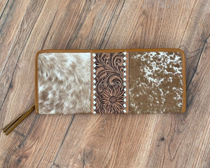 Estuche de joyería de cuero de vaca mecanizado a mano/organizador de cuero genuino occidental borla Floral estuche de almacenamiento de joyería de viaje portátil - Product Image 2