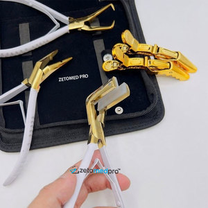 Kit d'outils professionnels pour extensions de cheveux : pinces crocodiles dorées, peigne blanc, aiguilles en C, logo personnalisé en acier inoxydable - Product Image 6