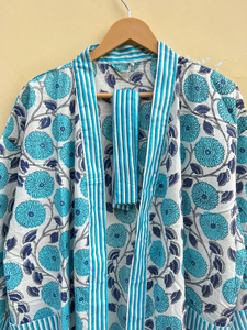 Bata Kimono de Algodón 100% Tejido con Estampado de Dibujos Animados para Mujer, Camisón de Verano Hecho a Mano, Cuello en V, Cintura Elástica, Largo Completo - Product Image 4