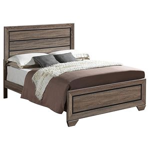 Letto a pannello Queen in taupe lavato con struttura in legno artigianale - Product Image 2