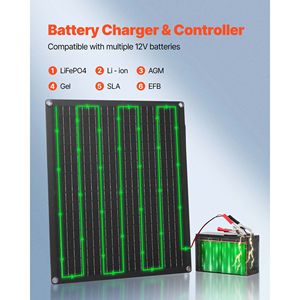 30W 12V Portable Solar Panel Battery Charger Smart Controller 3 Connections Flexible Trickle Charger Maintainer Max PV <b>5V</b> - Product Image 4
