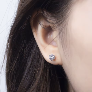 ต่างหูเพชรทรงกลมคลาสสิก หินแล็บ สำหรับผู้หญิง สวมใส่ได้ทุกวัน - Product Image 4