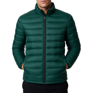 Chaqueta de plumón verde oscuro impermeable para hombre, ligera, cálida, cortavientos, chaqueta acolchada lisa para hombre, ropa exterior. - Product Image 1