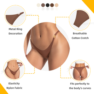 Soldes d'été : Culottes sexy pour femmes en soie glacée, sous-vêtements en nylon découpés au laser, sans couture, taille basse - Product Image 2